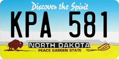 ND license plate KPA581