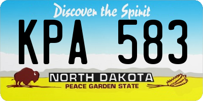 ND license plate KPA583