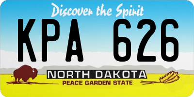 ND license plate KPA626