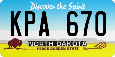 ND license plate KPA670