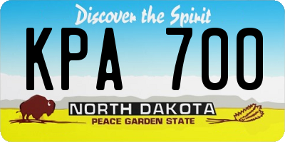 ND license plate KPA700