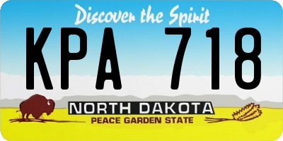 ND license plate KPA718
