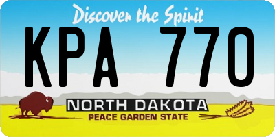 ND license plate KPA770