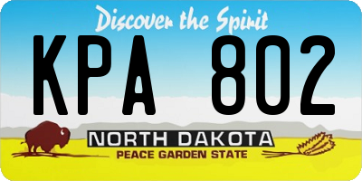 ND license plate KPA802