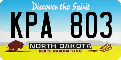 ND license plate KPA803
