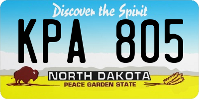 ND license plate KPA805