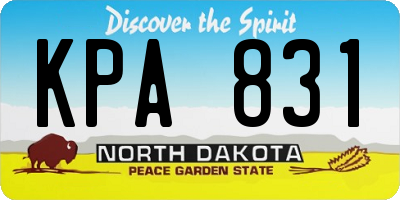 ND license plate KPA831