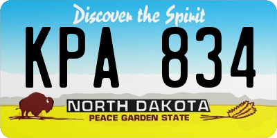 ND license plate KPA834