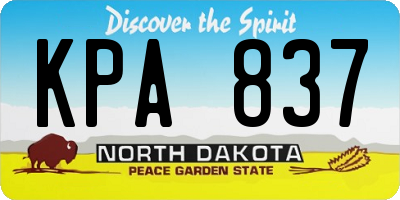 ND license plate KPA837