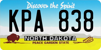 ND license plate KPA838