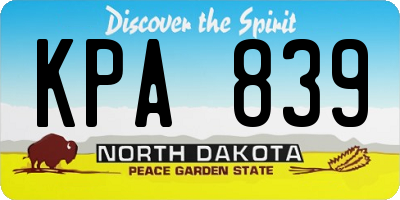 ND license plate KPA839