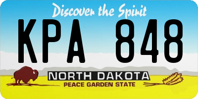 ND license plate KPA848