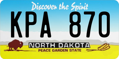 ND license plate KPA870