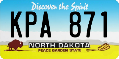 ND license plate KPA871