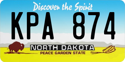 ND license plate KPA874