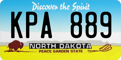 ND license plate KPA889