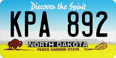 ND license plate KPA892