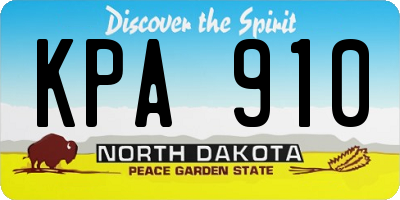 ND license plate KPA910