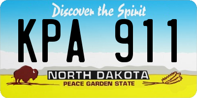ND license plate KPA911
