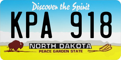 ND license plate KPA918