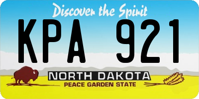 ND license plate KPA921