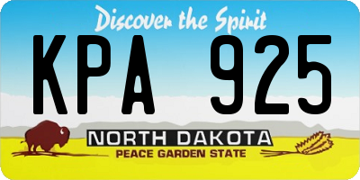 ND license plate KPA925