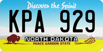 ND license plate KPA929