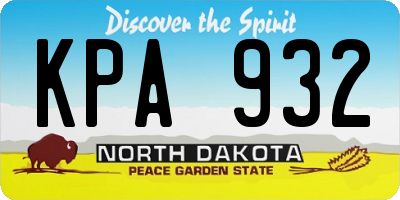 ND license plate KPA932