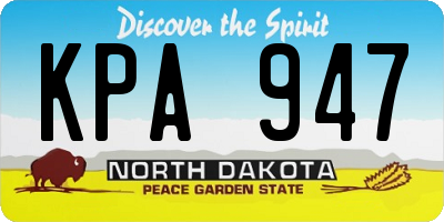 ND license plate KPA947