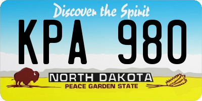 ND license plate KPA980