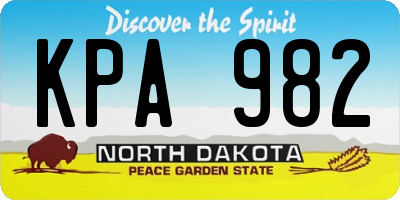 ND license plate KPA982