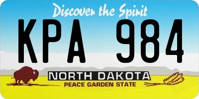 ND license plate KPA984