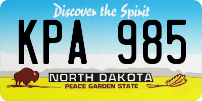 ND license plate KPA985
