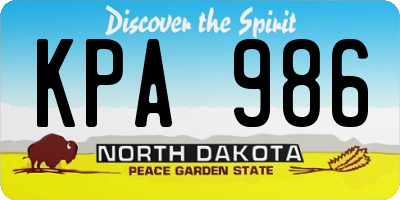 ND license plate KPA986