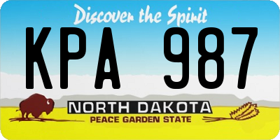ND license plate KPA987