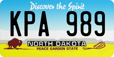 ND license plate KPA989