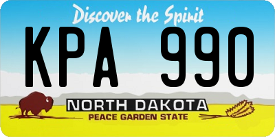 ND license plate KPA990