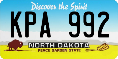 ND license plate KPA992