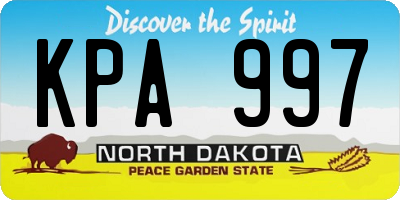 ND license plate KPA997