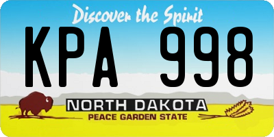 ND license plate KPA998