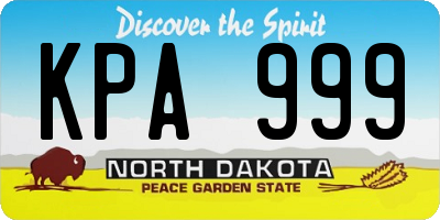 ND license plate KPA999