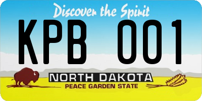 ND license plate KPB001