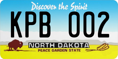 ND license plate KPB002
