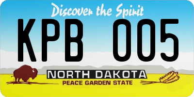 ND license plate KPB005