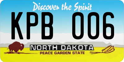 ND license plate KPB006