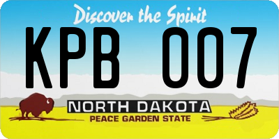 ND license plate KPB007