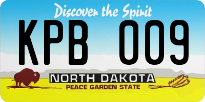 ND license plate KPB009
