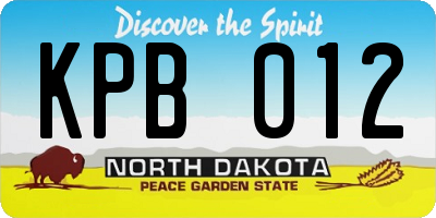 ND license plate KPB012