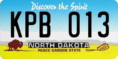 ND license plate KPB013