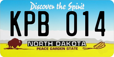 ND license plate KPB014